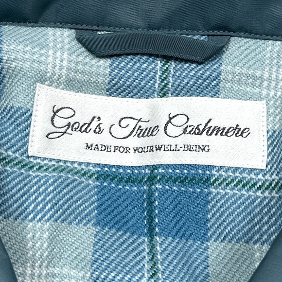God's True Cashmere Parachute Cashmere Lined Nylon Jacket Teal Green Mens XL - Picture 7 of 10